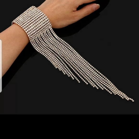 Silver bling Rhinestone fringe bracelet - Picture 4 of 7